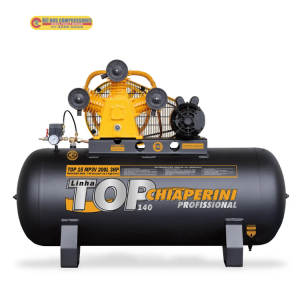 Compressor de ar média pressão 15 pcm (140lbf/pol²) com sistema de operação em 3V, baixa rotação e baixo nível de ruído, em que irá garantir maior vida útil e proporcionar melhor trabalho em diversas aplicações de baixa e média exigência como em postos de serviços, fazendas, borracharias, lava rápido, serralherias, construção civil e muito mais!