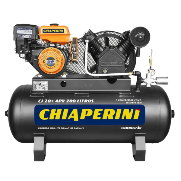 Compressor de ar alta pressão a combustão 20 pcm 200 litros Chiaperini CJ 20+ APV 200L 9HP Gasolina